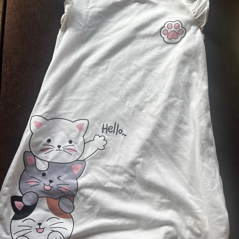 Cute Cat Print White dress